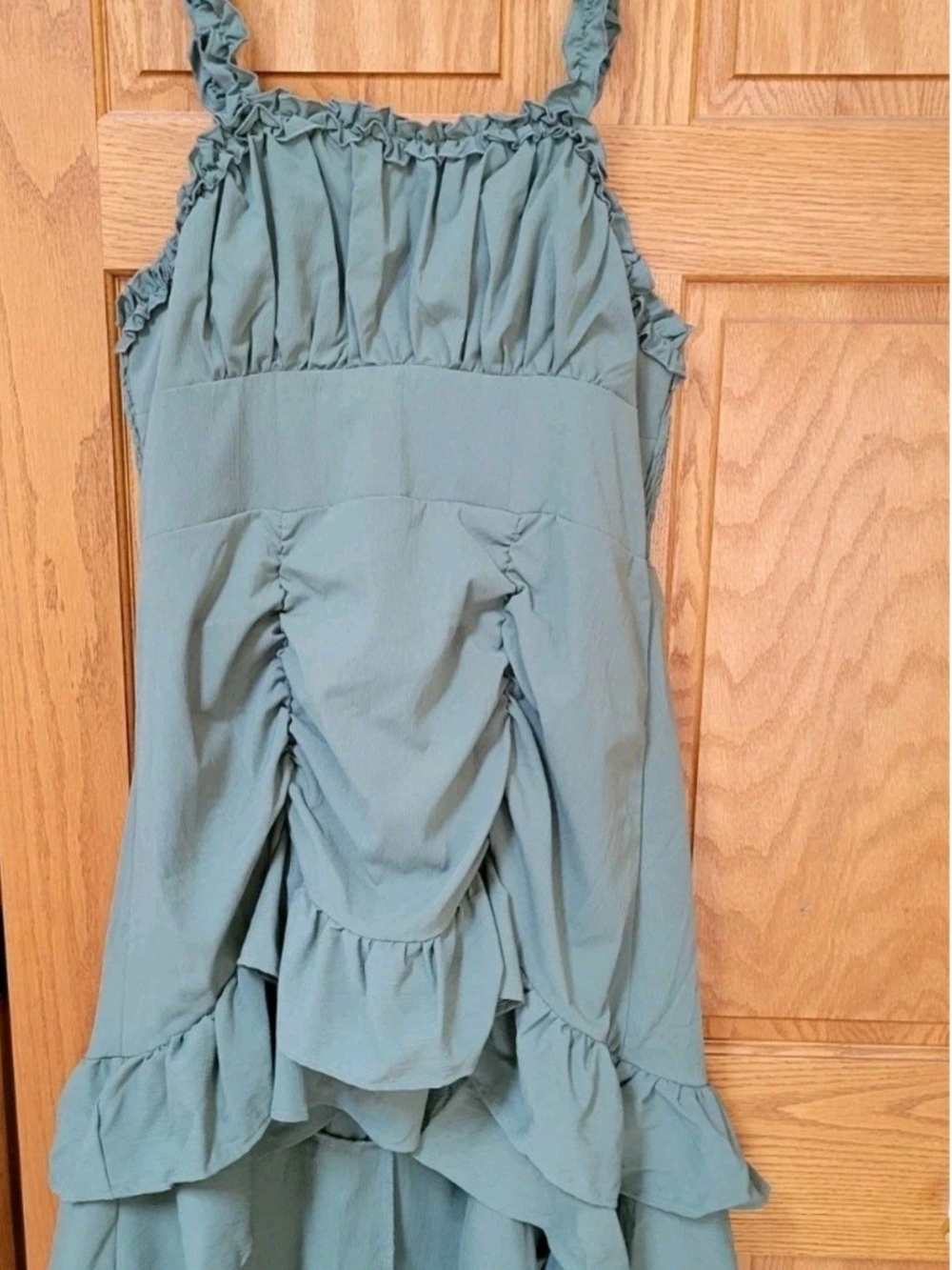 SHEIN Sage Green Ruffled Tiered Sundress